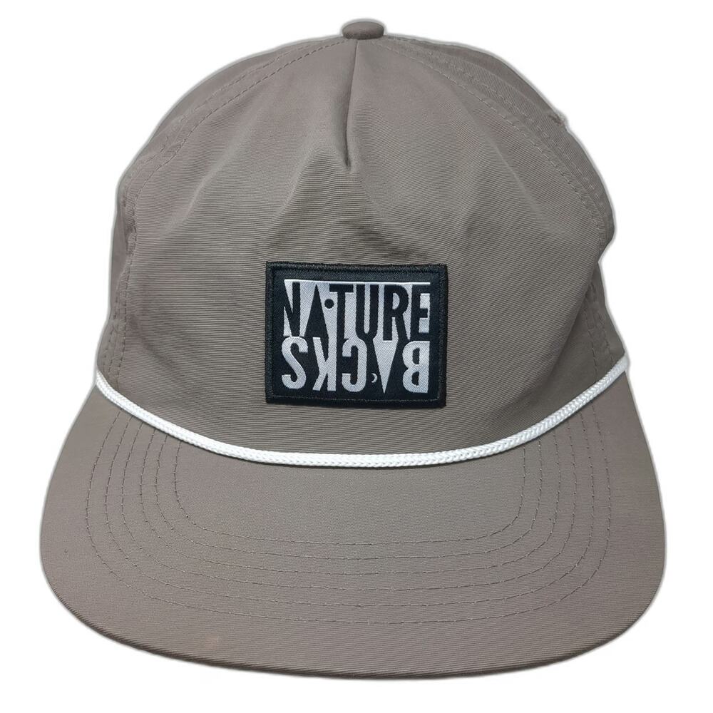 Nature Backs 5 Panel Gray Hat One Size Rope Patch Lightweight Outdoor Strapback